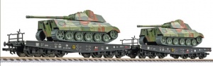 Liliput 230173 Zestaw 2 wagony platformy z czołgami King Tiger DRB Ep.II