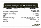 ROBO 352031 Wagon osobowy 2kl. typ 102A PKP Ep.IVc ryflak z oświetleniem LED