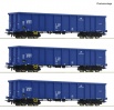 ROCO 6600100 Zestaw 3 wagony odkryte Eanos PKP Cargo Ep.VI