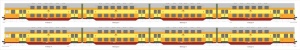 Rivarossi HRS4434L 4-wag. zespół piętrowy Bhp PKP Ep.V St. Czeremcha Bipa z oświetleniem